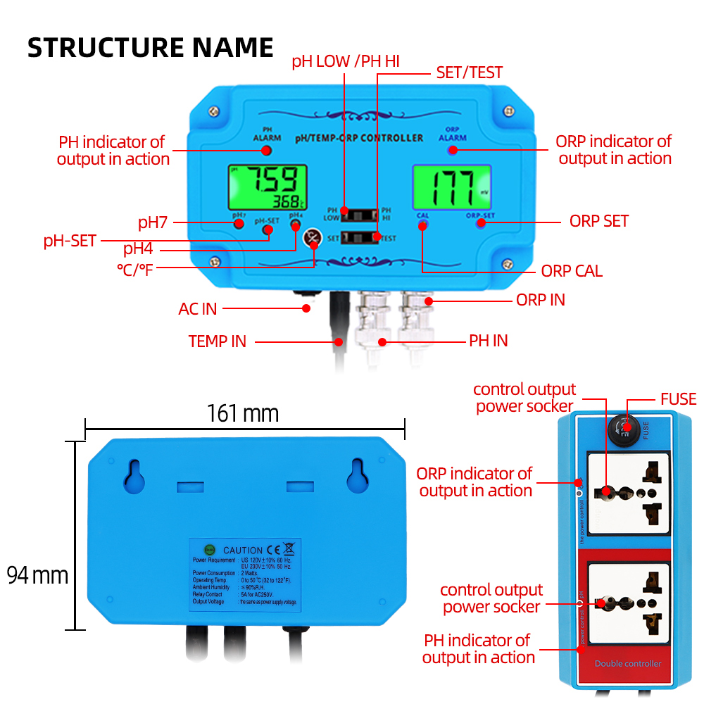 جديد 3 in1pH/ORP/تحكم في درجة  - مراجعة Ph Up Down Solution وسعره